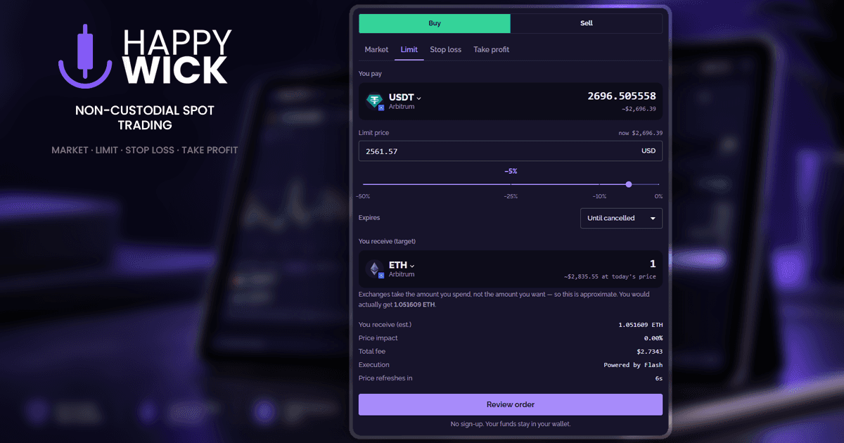 Happy Wick: Non-custodial spot trading image 4