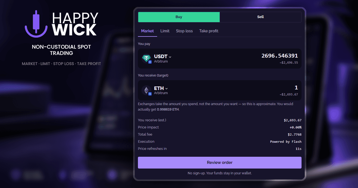 Happy Wick: Non-custodial spot trading image 3