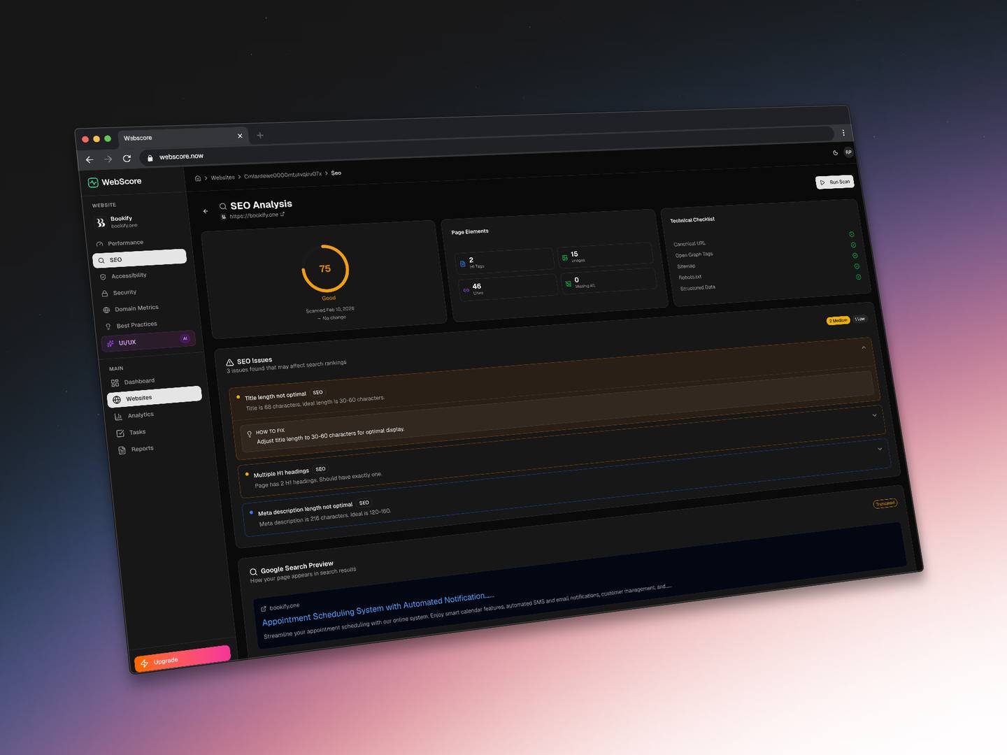 WebScore - Find & Fix Website Issues screenshot 3