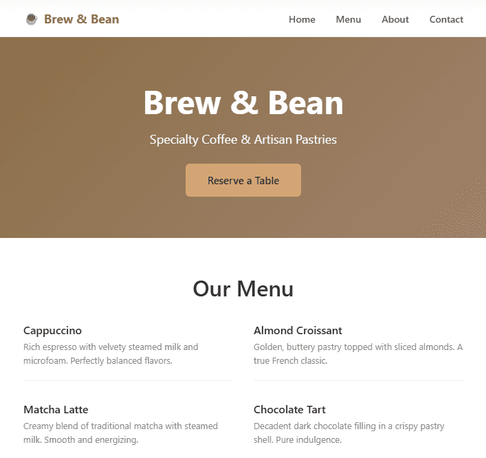 Brew & Bean - Café Website Redesign image 1