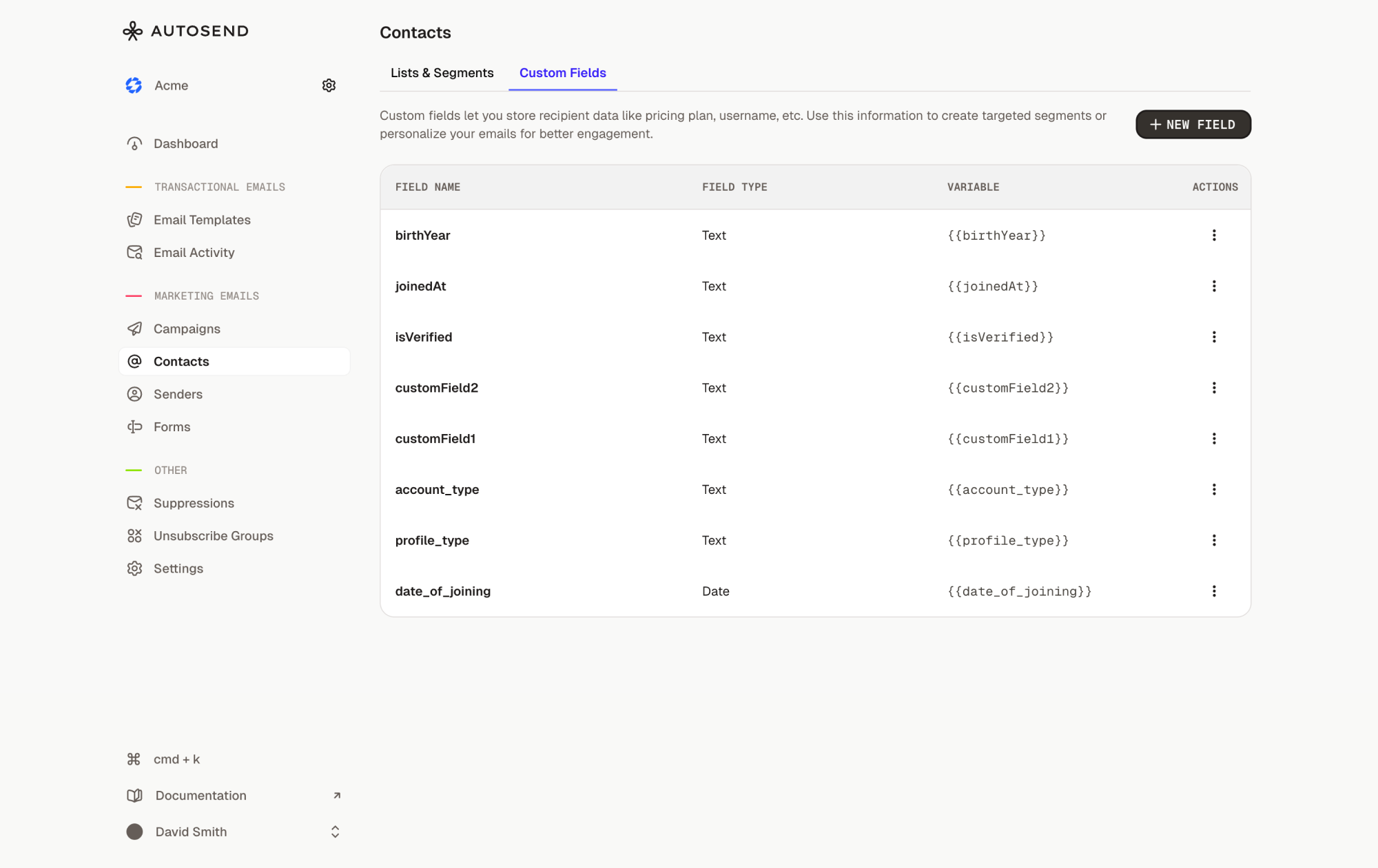 Custom Field Details