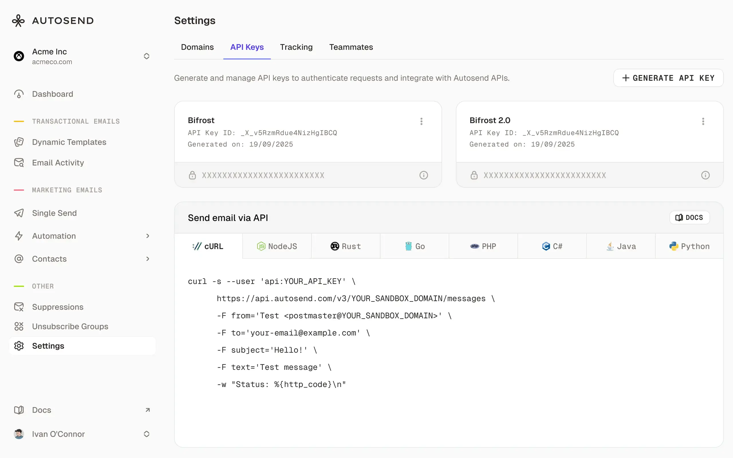 Dashboard screenshot
