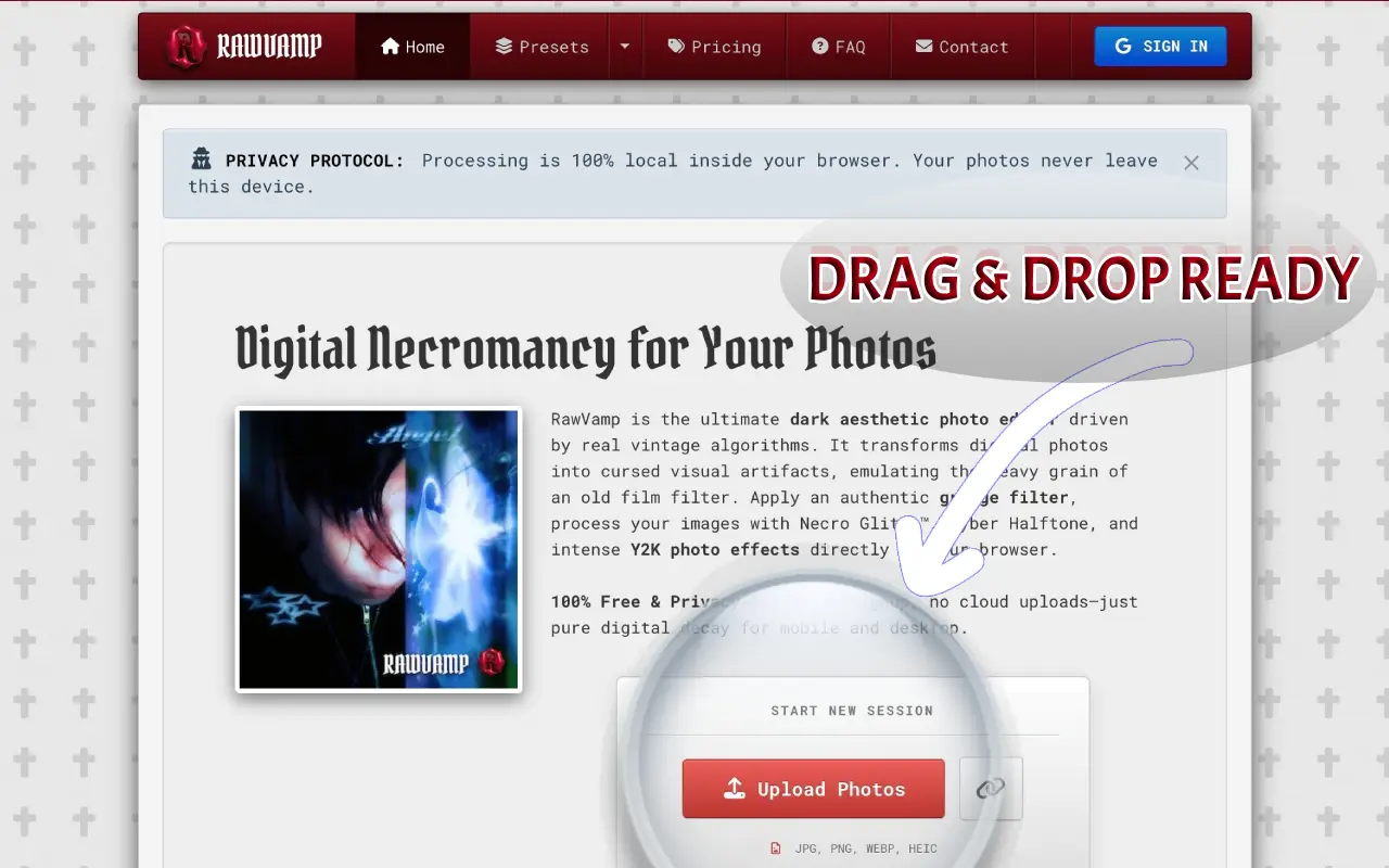 RawVamp: Dark Aesthetic Photo Editor & Y2K Grunge Filter on Peerlist