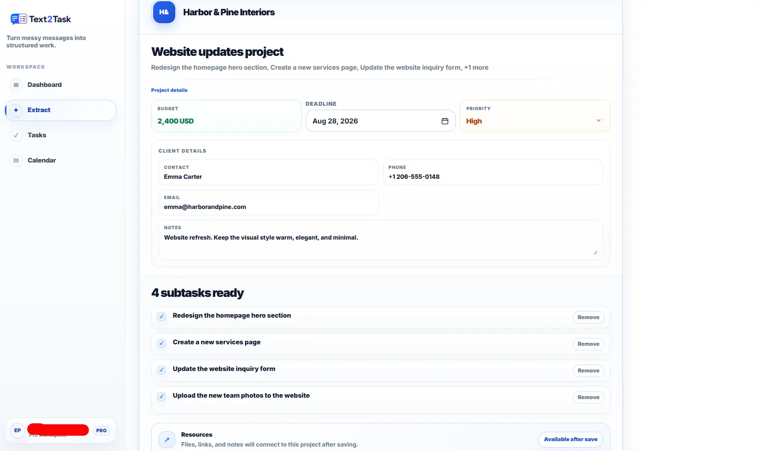 Text2task on Peerlist
